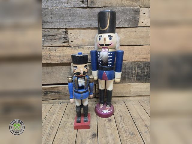 Lot 53-942 - Lot of (2) Wooden Nutcrackers - Large ones hat needs re-glued (B5M)