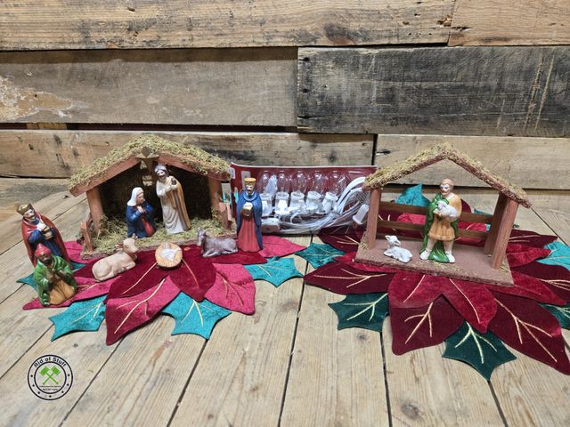 Lot 53-966 - Nativity Sets with Figurines and Poinsettia Placemats