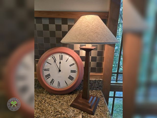 Lot 53-654 - Table Accent Lamp with battery Operated Wall Clock