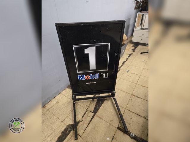 Lot 53-590 - Double Sided metal Framed Mobil One Oil Sign with Stand