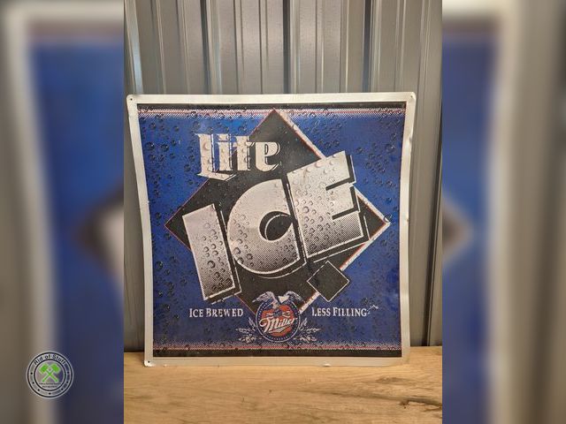 Lot 53-578 - Large Metal Lite Ice Beer Advertising Wall Decor