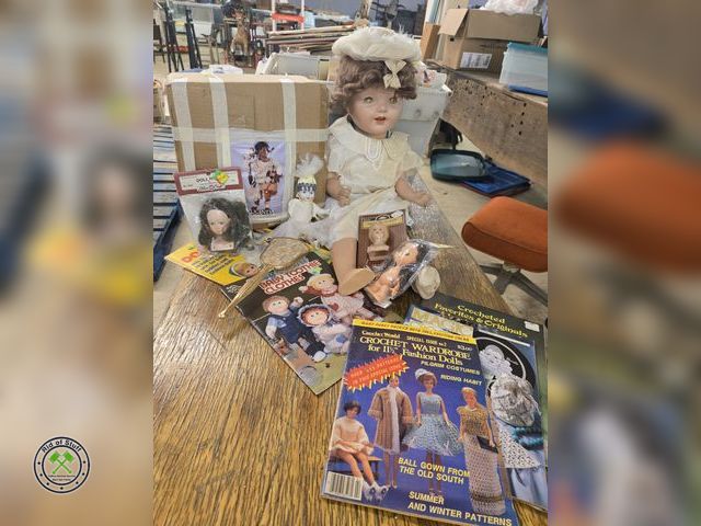 Lot 53-986 - Lot of Old Doll Making books/Magazines - Crafting Books, Large Porcelain Creepy Doll, Doll Parts and...