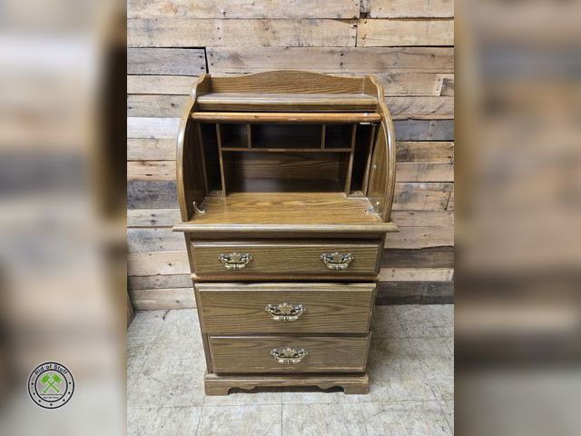 Lot 53-953 - Vintage Wooden Letter and Writing Roll Top Desk - Good solid condition - Measures: 24"x20"x46" (E)