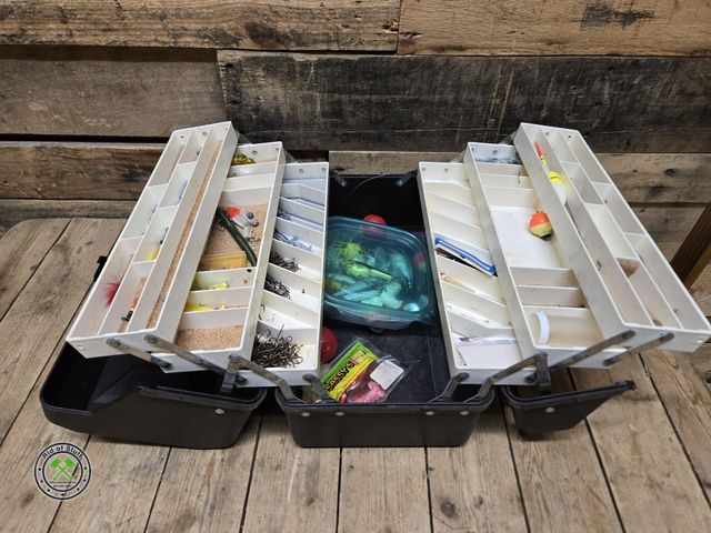 Lot 53-814 - Large Fishing Tackle Box filled with Fishing bait and tackle (D2)