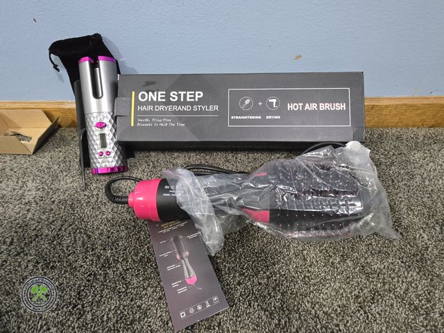 Lot 53-527 - Like new Hot Hair Brush Hair Dryer and Styler with original box and like new hair curler