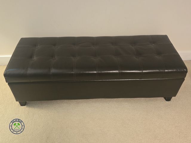 Lot 53-503 - Faux Leather Ottoman with Storage - Measures: 15"x18"x16" - Contents not included.