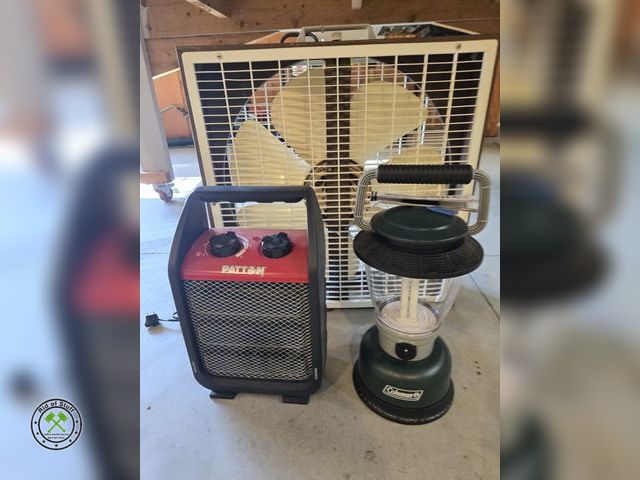 Lot 53-692 - Patton Electric Heater, Box Fan and Coleman Battery Powered Lantern - All Work.