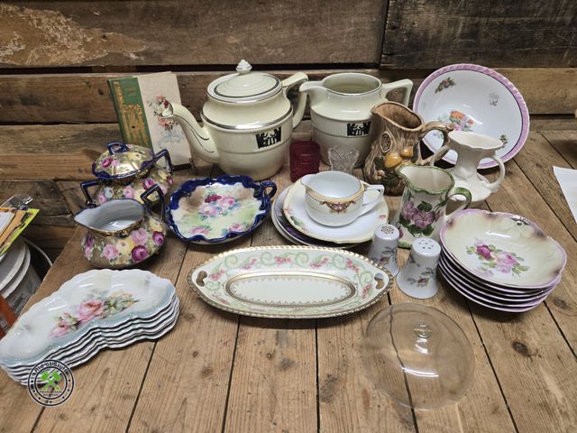 Lot 53-989 - Lot of Vintage Collectible Glassware - Hall Tea Pots, Antique Book and more! (C16B)