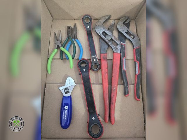 Lot 53-579 - Box of Hand Tools, Pliers, Multi Tools and more