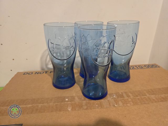 Lot 53-687 - NOS Box of 28 Vintage McDonalds Blue Retro Glasses (BSMT)