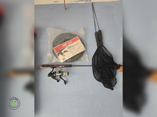 Lot 53-600 - (2) Fishing Poles, New Fishing Basket and Net