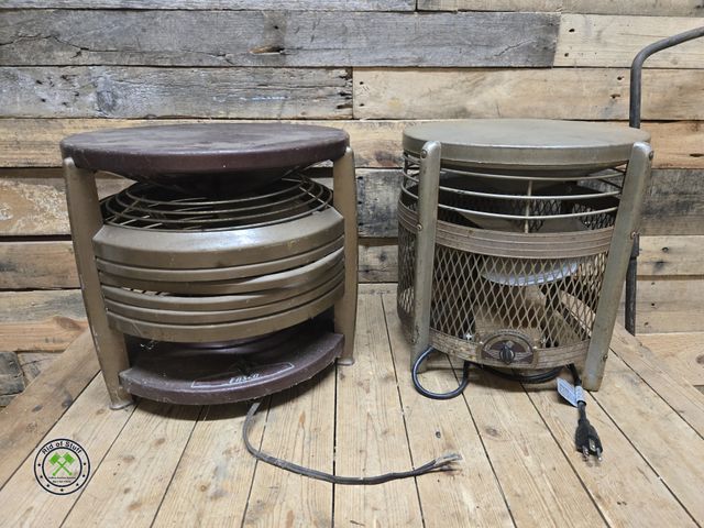 Lot 53-971 - (2) Antique Metal Fans - One with electric cord was tested and does work, other does not have a plug...
