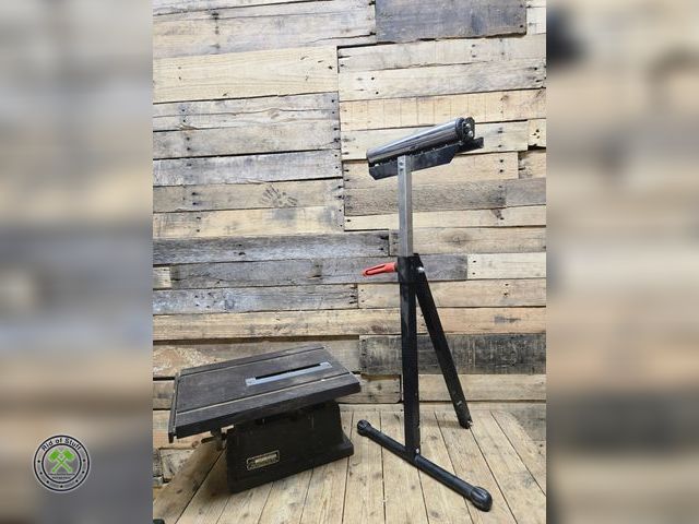 Lot 53-1013 - Roller Stand Work Support and Table Top Craftsman Saw (C15)
