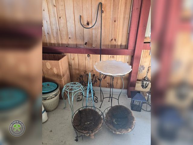 Lot 53-746 - null Lot of Outdoor Lawn Garden Decor - Includes: Bird bath, Plant Stands and more
