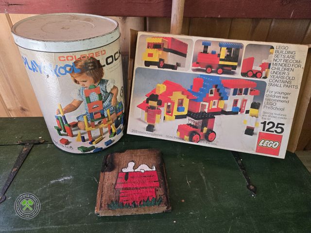 Lot 53-717 - Vintage Lego Set, Vintage Wooden Blocks with Cannister and Vintage Viewfinder with discs and origina...