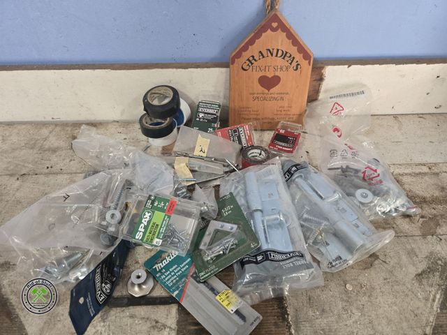 Lot 53-576 - Lot of Misc Hardware Items - Includes: (2) Heavy Duty Everbilt Barrell Bolts, screws, hardware, elec...