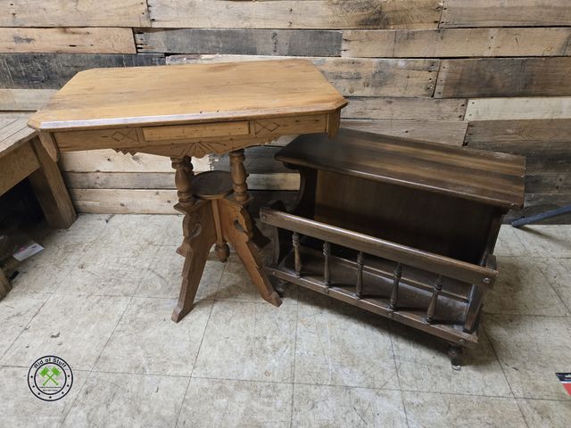 Lot 53-955 - Small Vintage Wooden Table with intricate wooden carved designs - Measures: 30"x19"X29" with Dark wo...