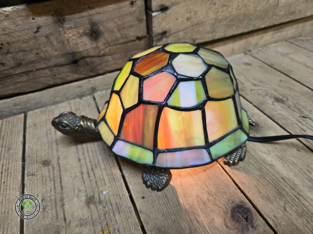 Lot 53-1027 - Vintage Stained Glass Turtle Lamp