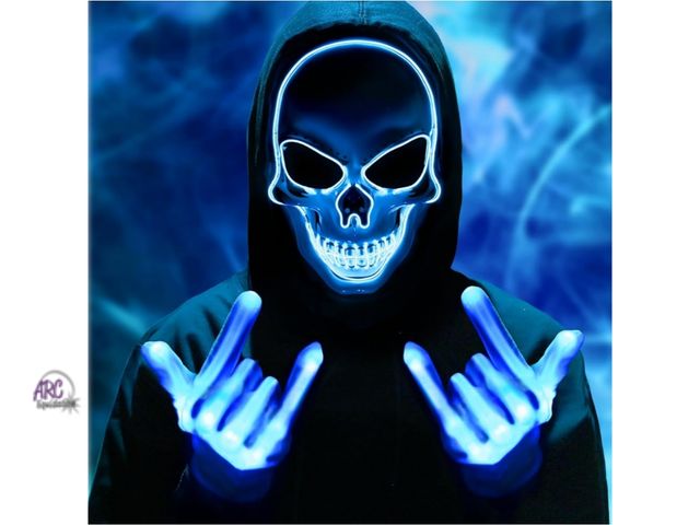 Lot 56-793423 - New led Halloween Costumes, Halloween Mask, Scream Mask with Gloves