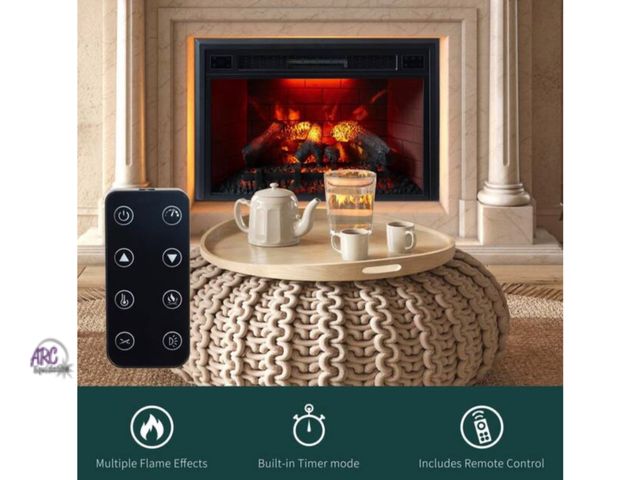 Lot 56-662340 - New - 35 in. Ventless Electric Fireplace Insert has slight dents on bottom see in photos