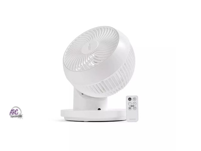 Lot 56-477212 - NEW-TESTED-IRIS WOOZOO 360° Oscillating Fan with Remote and Timer 3 Speed Settings-WHITE