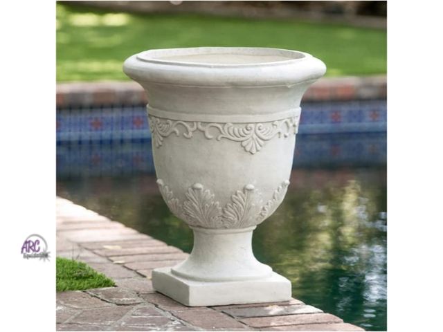 Lot 56-758860 - New in box. Chedworth 16.75 in. W x 20.25 in. H Antique White Lightweight Concrete Garden Urn Plante...