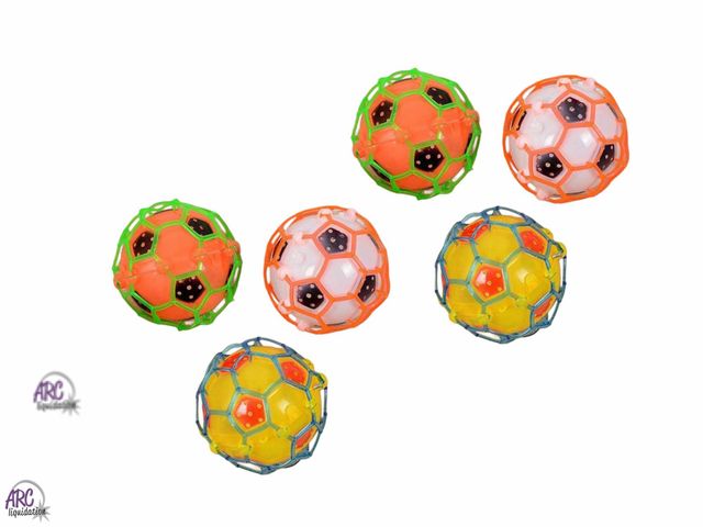 Lot 56-716330 - NEW LOT OF 6 LED Light Up Crazy Bounce Dancing Soccer Balls. 4" dia