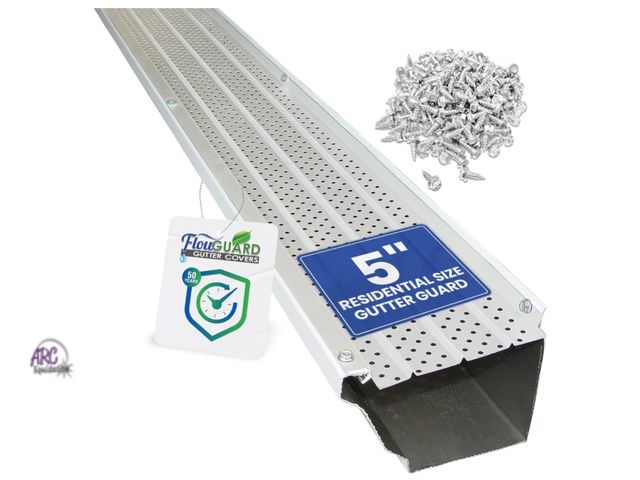 Lot 56-636251 - New - FlowGuard Gutter Guard, USA Made Professional DIY 5 Inch 50-Year Gutter Cover Leaf Protection ...
