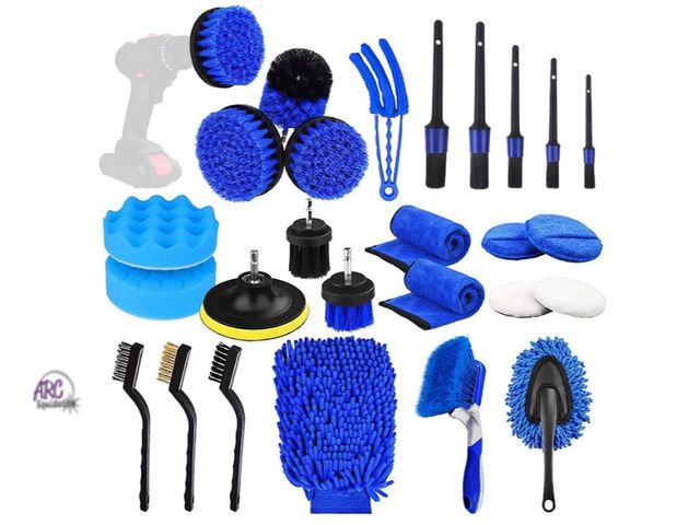 Lot 56-127424 - New 25Pcs Car Detailing Brush Kit with Drill Brushes &amp; Buffing Pads for Interior, Exterior &amp;...