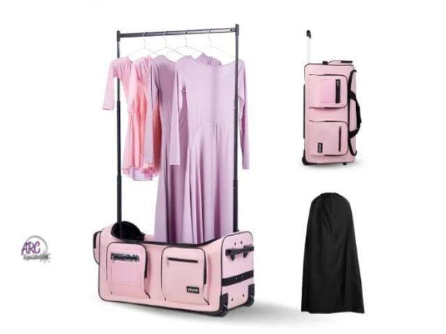Lot 56-543517 - NEW-VEVOR-29 Inch Dance Bag with Garment Rack Rolling Duffle with Wheels for Travel Pink