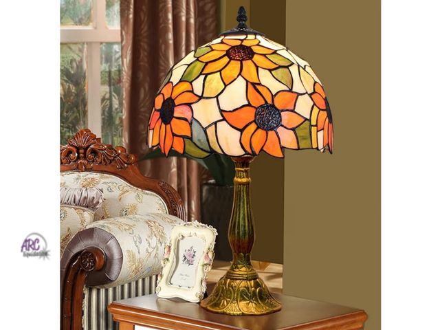 Lot 56-324451 - New in box Tiffany Lamp Stained Glass Lamp Sunflower Yellow Bedroom Table Lamp Reading Desk Light fo...