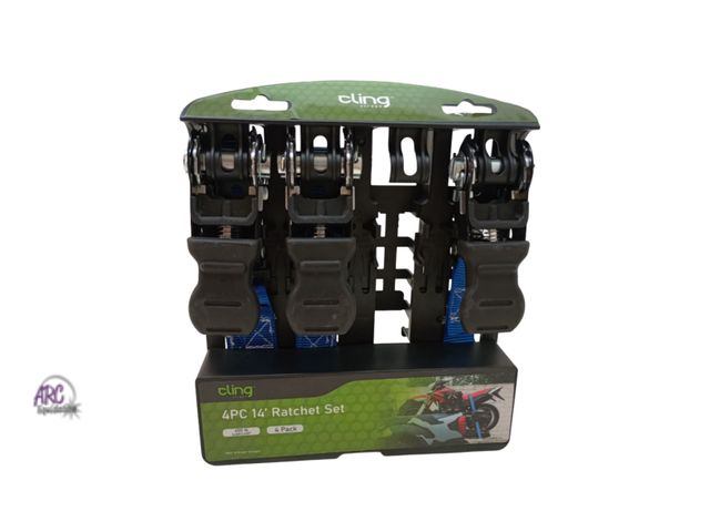 Lot 56-708527 - New 3PC Cling Straps  14' Ratcheting Tie-Down Straps, 600 lbs Workload