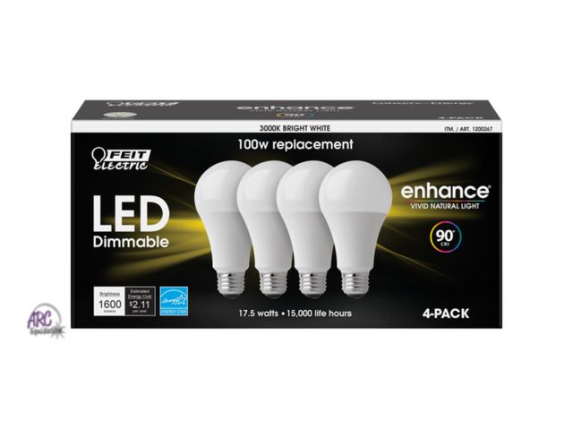 Lot 56-265398 - NEW Feit Electric LED Dimmable Bulbs, 100 Watt, Bright White, 4 ct