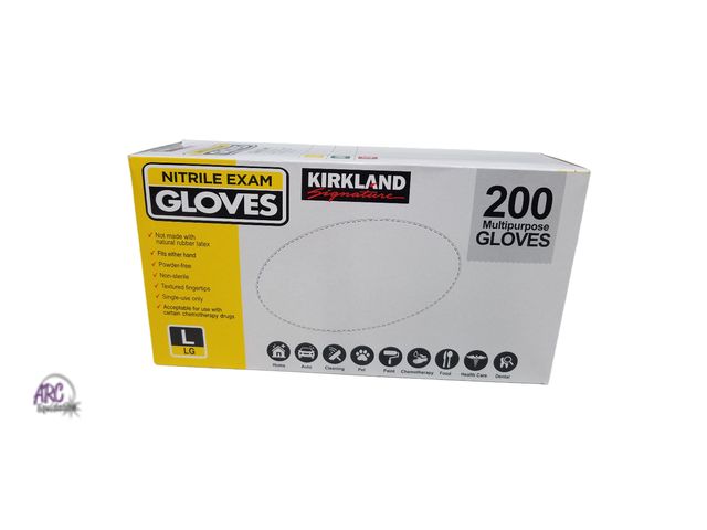 Lot 56-462261 - New in Box - 200 Count  - Large - Kirkland Nitrile Exam Gloves