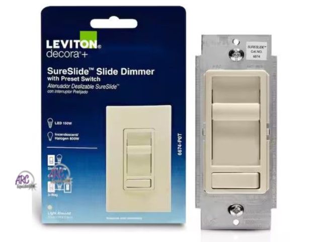 Lot 56-401765 - New in Package - Leviton - SureSlide Dimmer Switch for Dimmable LED, Halogen and Incandescent Bulbs ...