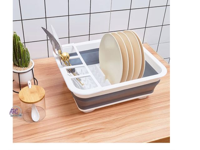 Lot 56-380227 - New, Collapsible Dishes Drainer, Portable Space-Saving Dish Rack for Kitchen, RV, Campers, and Trave...