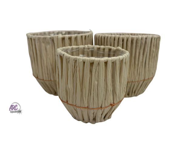 Lot 56-691357 - New - Lot of 3 Paper Rope Storage Basket / Planter 6” x 6” and 7.5” x 7.5”
