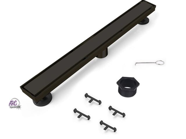 Lot 56-268750 - New in box morefine Linear Shower Drain, 48 inch Black 304 Stainless Steel Shower Floor Drain with T...