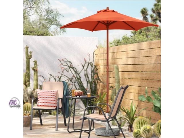 Lot 56-703014 - New 6' Round Outdoor Patio Market Umbrella with Black Pole