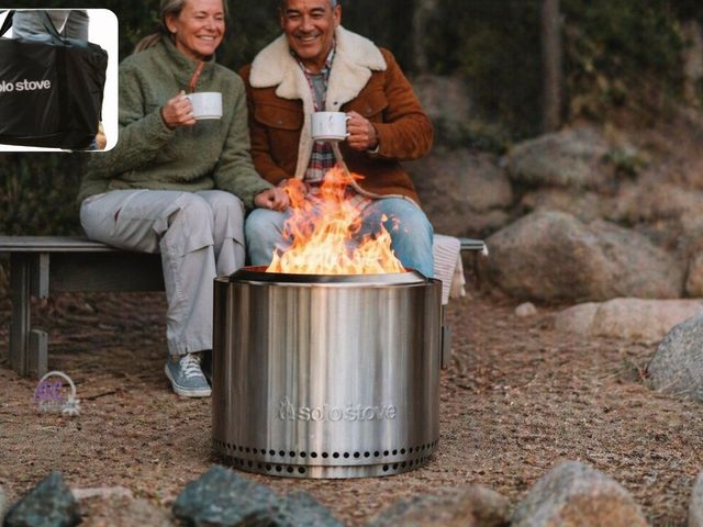 Lot 56-630450 - New in box. Solo stove Bonfire 2.0, 19.5 in. x 14 in. Outdoor Stainless Wood Burning Fire Pit with c...
