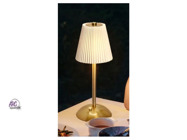 Lot 56-168834 - New HBASD 11” Cordless Table Lamp With Pleated Lampshade Rechargeable Night Light with USB Cord (Whi...