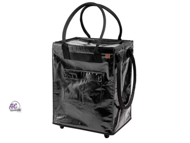 Lot 56-521740 - NEW-MISSING 1 WHEEL-CleverMade Foldable Tote Bag on Wheels-BLACK-18" X 14" X 24"