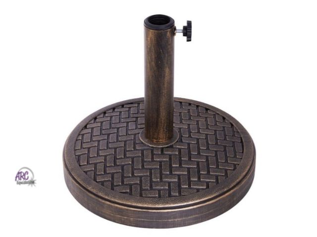 Lot 56-734218 - New 26.5 lbs Solid Stone Patio Umbrella Base in Antique Bronze