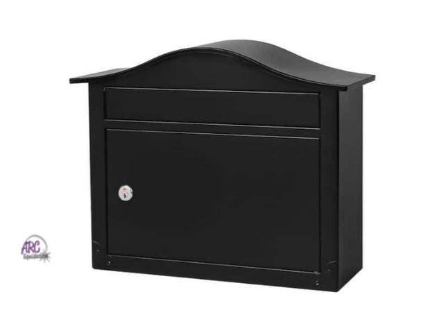 Lot 56-788923 - New Architecturalailboxes. Saratoga Black, Medium, Steel, Locking Wall Mount Mailbox