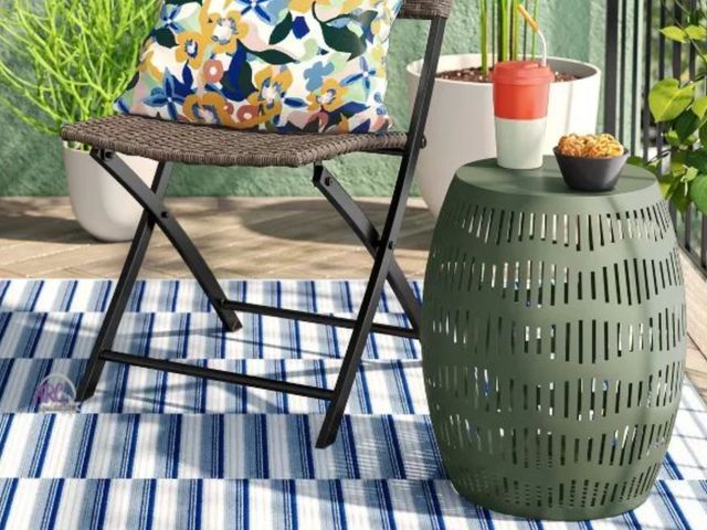 Lot 56-384013 - New,*Some Dings and Small dents*Metal Cutout Round Patio Accent Table,Green- Room Essentials