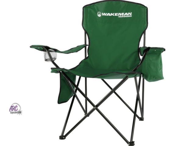 Lot 56-755598 - New Wakeman 300lb Capacity Camping Chair with Cupholder and Cooler, Green