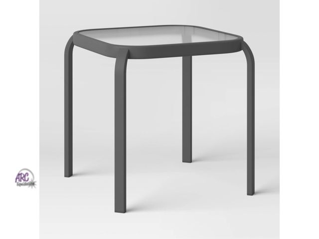 Lot 56-208215 - NEW Glass Patio Side Table - Black - Room Essentials. Dimensions (Overall): 16.93 Inches (H) x 16.14...