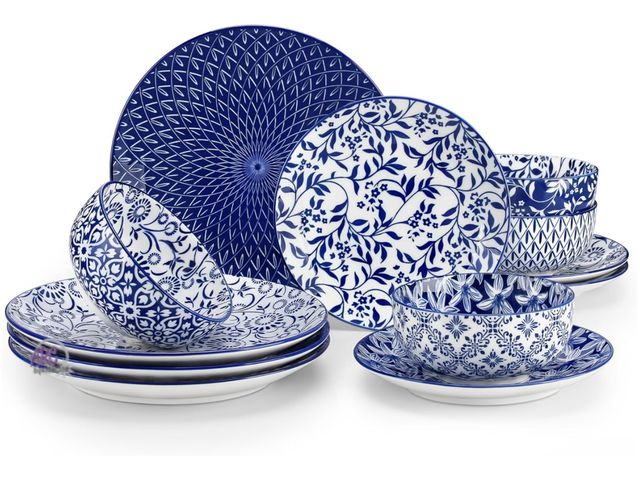 Lot 56-456261 - New in Box - vancasso SELENE Plates and Bowls Set for 4, 12 Pieces Dinnerware Sets, Mircowave and Di...