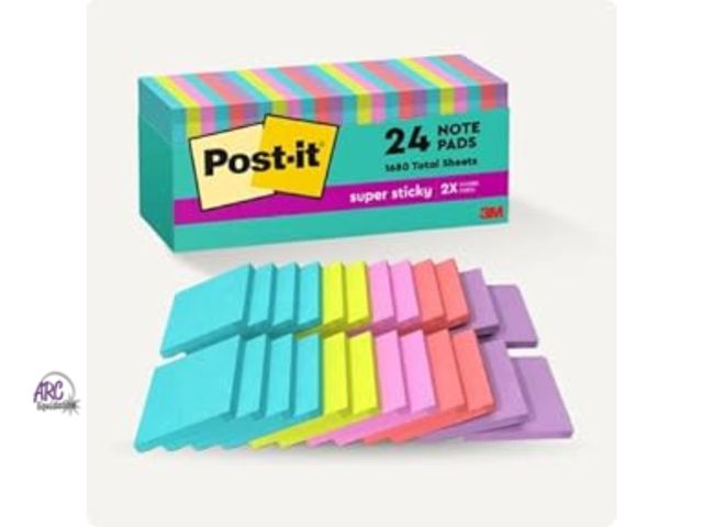 Lot 56-284512 - NEW Post-it Super Sticky Notes, 3 in. x 3 in., Supernova Neons, 24 Pads