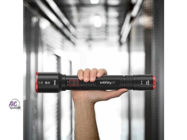 Lot 56-321250 - New Out of Box tested works  Infinity X1 7000L Dual Power Rechargeable Flashlight
With charging cord